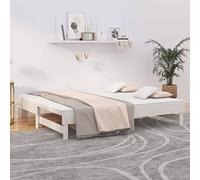 ZQQLVOO Estructura de cama familiar, cama de palé, cama de día extensible, color blanco, 2 x (90 x 190 cm), madera maciza de pino adecuado para habitaciones familiares