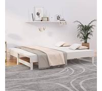 ZQQLVOO Estructura de cama familiar, cama de palé, cama de día extensible, color blanco, 2 x (90 x 200 cm), madera maciza de pino adecuado para habitaciones familiares
