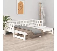 ZQQLVOO Estructura de cama familiar, cama de palé, cama de día extensible, color blanco, madera maciza de pino, 2 x (90 x 200 cm), adecuado para habitaciones familiares