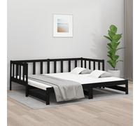 ZQQLVOO Estructura de cama familiar, cama de palé, cama de día extensible, color negro, 2 x (90 x 190) cm, madera maciza de pino