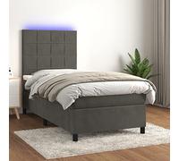 ZQQLVOO Estructura de cama familiar, con colchón y LED, color gris oscuro, 80 x 200 cm, terciopelo