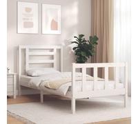 ZQQLVOO Estructura de cama familiar de madera maciza con cabecero blanco 3 pies individual