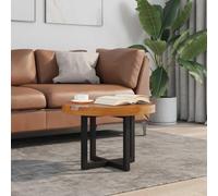 ZQQLVOO Exclusiva Mesa de Centro Redonda de Madera Sólida de Teca y Mango con Decoración de Resina Transparente, Acabado Rústico y Base Negra, Ideal para Salón como Mesa Auxiliar