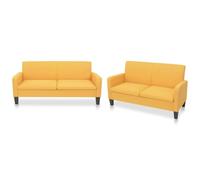 ZQQLVOO Juego de 2 sofás de tela amarilla, sofá de dos plazas con estructura de madera de pino y funda de tela de alta calidad para una comodidad duradera