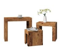 ZQQLVOO Juego de 3 mesas auxiliares apilables con aspecto de madera envejecida, diseño minimalista