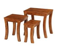 ZQQLVOO Juego de 3 mesas de madera de acacia maciza, 50 x 35 x 50 cm, color marrón, mesa de consola, mesa de consola, mesa de pasillo, mesa de entrada, aparador, mesa auxiliar para entrada y pasillo