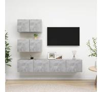 ZQQLVOO Juego de 4 muebles de TV de color gris hormigón de madera, moderno juego de sofá con cojines suaves para una relajación acogedora por dentro y por fuera.