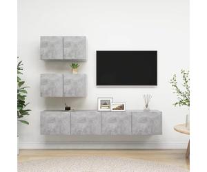 ZQQLVOO Juego de 4 muebles de TV de color gris hormigón de madera, moderno juego de sofá con cojines suaves para una relajación acogedora por dentro y por fuera.