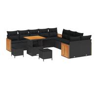 ZQQLVOO Juego de 4 plazas para exteriores, color negro, moderno juego de muebles de jardín con cojines para balcón y terraza, resistente a los rayos UV y al agua, grupo de asientos para 8 personas