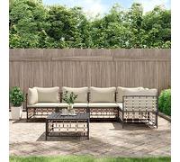 ZQQLVOO Juego de 6 sillas de jardín con cojín, color antracita, polirratán, cómodo, tejido a mano, sofá de jardín al aire libre, conjunto de muebles de jardín