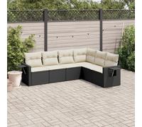 ZQQLVOO Juego de 6 sofás de jardín, polirratán, color negro | Diseño modular, fundas de almohada extraíbles y lavables, estantes plegables con resortes de gas, resistentes a la intemperie