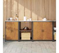 ZQQLVOO Juego de Almacenamiento de Cocina Industrial 3 Piezas con Estantes Metálicos Resistentes y Puertas de Bisagra, Estilo Loft Urbano en Acabado Negro para Organización y Espacio