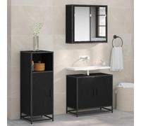 ZQQLVOO Juego de muebles de baño con aspecto de roble negro, 35 x 37,5 x | Estantes de madera, puertas a ras de superficie, gran espacio de almacenamiento, diseño moderno, fácil mantenimiento