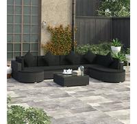 ZQQLVOO Juego de muebles de jardín de 8 piezas con cojines de poliratán, color negro