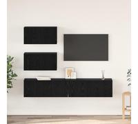 ZQQLVOO Juego de muebles de TV de 4 piezas, roble negro, moderno juego de sofá con cojines suaves para una relajación acogedora por dentro y por fuera. 80 x 30 x 30 cm de madera