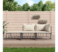 ZQQLVOO Juego de salón de jardín de 3 piezas con cojines antracita polirratán cómodo conjunto de asientos tejido a mano modular sofá de jardín exterior muebles acogedor