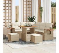 ZQQLVOO Juego de sofá de jardín beige con detalles en crema, muebles modulares para exteriores para balcón y terraza, cojines resistentes a la intemperie con fundas extraíbles, fácil montaje