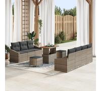 ZQQLVOO Juego de sofá de jardín de 6 plazas, de polirratán con resistencia a los rayos UV, juego de muebles modulares para exteriores con cojines extraíbles para terraza y balcón