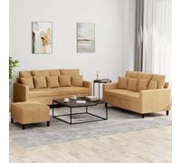 ZQQLVOO Juego de sofá de terciopelo de 3 plazas con taburete, cómodo juego de sofá de terciopelo con estructura de metal estable y acolchado grueso para salón, grupo de asientos en diseño compacto