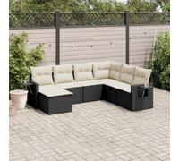 ZQQLVOO Juego de sofás de jardín con cojines (7 piezas, polirratán), color | Diseño modular, fundas extraíbles lavables, estantes plegables con resortes de gas, resistentes a la intemperie