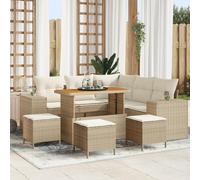 ZQQLVOO Juego de sofás de jardín de ratán sintético con resistencia a los rayos UV y cojín para 5 personas, muebles de exterior para terraza, balcón o jardín