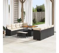 ZQQLVOO Juego moderno de 11 piezas de sofá de jardín con cojines de polirratán resistente, resistente a los rayos UV, para terraza, balcón, jardín, incluye elegante mesa y fundas de almohada