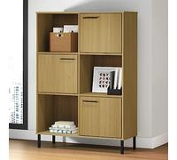 ZQQLVOO Librería Oslo patas de metal marrón estantería multifuncional para salón 90 x 35 x 128,5 cm madera maciza