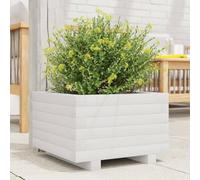 ZQQLVOO Maceta blanca para jardín, terraza, 40 x 40 x 26,5 cm, madera maciza de pino