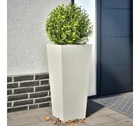 ZQQLVOO Macetero 2 unidades, color blanco, macetero para exterior para terraza, terraza, 35 x 35 x 75 cm, acero