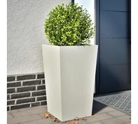 ZQQLVOO Macetero 2 unidades, color blanco, para jardín, terraza, 45 x 45 x 75 cm, acero