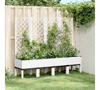 ZQQLVOO Macetero con enrejado, color blanco, maceta para flores exterior para terraza interior, 160 x 40 x 142 cm, polipropileno