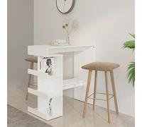 ZQQLVOO Mesa de bar para ordenador portátil, mesa de estudio, mesa de bar con estante, color blanco, 100 x 50 x 101,5 cm, material de madera, adecuado para cocina, comedor, salón y oficina