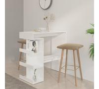 ZQQLVOO Mesa de bar para ordenador portátil, mesa de estudio, mesa de bar con estante, color blanco brillante, 100 x 50 x 101,5 cm, adecuada para cocina, comedor, salón y oficina