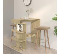 ZQQLVOO Mesa de bar para ordenador portátil, mesa de estudio, mesa de bar con estante, roble Sonoma, 100 x 50 x 101,5 cm, material de madera, adecuado para cocina, comedor, salón y oficina