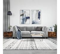 ZQQLVOO Mesa de Centro 2 uds Madera ingeniería Roble Ahumado Mesa de Centro con Cajón y Patas de Hierro, Estilo Elegante y Superficie Robusta para Sala 50x50x40cm