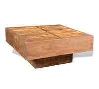 ZQQLVOO Mesa de Centro Cuadrada Madera Maciza de Mango marrón Mesa de Centro de Madera Sólida, Estilo Antiguo y Funcional para Hogar