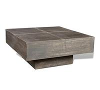 ZQQLVOO Mesa de Centro Cuadrada Madera Maciza de Mango marrón Oscuro Mesa de Centro de Madera Sólida, Estilo Antiguo y Funcional para Hogar