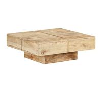 ZQQLVOO Mesa de Centro de Madera Maciza de Mango Mesa de Centro de Madera Sólida, Estilo Antiguo y Funcional para Hogar 80x80x28 cm