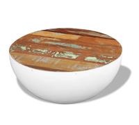 ZQQLVOO Mesa de Centro de Madera Reciclada Antigua con Forma de Cuenco, Hecha a Mano con Teca, Acacia y Mango, Estilo Vintage y Exótico para Sala de Estar