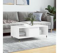 ZQQLVOO Mesa de Centro Moderna con Cajón y 2 Compartimentos - Estructura de Madera Tecnológica y Patas de Metal - Superficie Resistente para Sala de Estar y Organización del Hogar