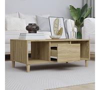 ZQQLVOO Mesa de Centro Moderna con Cajón y Estantes Abiertos para Salón, Madera Contraplacada Resistente y Estable, Mueble de Almacenamiento Funcional para Libros y Decoración del