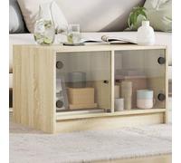 ZQQLVOO Mesa de Centro Moderna con Puertas de Cristal y Amplio Almacenamiento para Sala de Estar - Mueble Auxiliar de Madera para Decoración y Organización del Hogar
