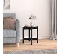 ZQQLVOO Mesa de centro negra de diámetro clásica de madera maciza con tablero robusto de 42,5 x 45 cm, madera maciza de pino