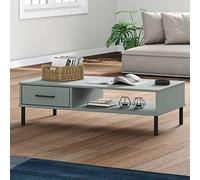 ZQQLVOO Mesa de cóctel, mesa de salón, mesa de centro, mesa de café Oslo con patas de metal, color gris, madera maciza de pino, fácil de montar