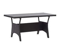 ZQQLVOO Mesa de jardín negra 120 x 70 x 66 cm de poliratán con estructura de acero para exteriores, mesa de comedor de fácil cuidado para terraza, mesa de jardín duradera con ratán de polietileno