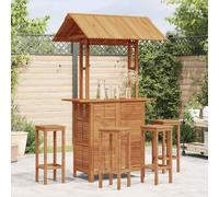 ZQQLVOO Mesa de jardín para exteriores con techo de madera maciza de acacia, 113 x 106 x 217 cm, robusta mesa alta para terraza y jardín, resistente a la intemperie con protección solar para