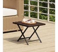 ZQQLVOO Mesa plegable marrón 45 x 35 x 32 cm poliratán