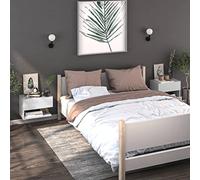 ZQQLVOO Mesillas de noche de pared, 2 unidades, color blanco, madera, mesita auxiliar, mesita de noche, mesita de noche, mesita de noche, mesilla de noche, para dormitorio, salón, oficina