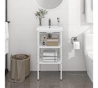 ZQQLVOO Mueble bajo el cuarto de baño, color blanco, 40 x 38 x 83 cm, hierro