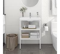 ZQQLVOO Mueble bajo el cuarto de baño, color blanco, 59 x 38 x 83 cm, hierro